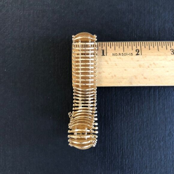 Trifari Modernist Picket Fence Bracelet Gold Tone Vintage - Picture 6 of 7